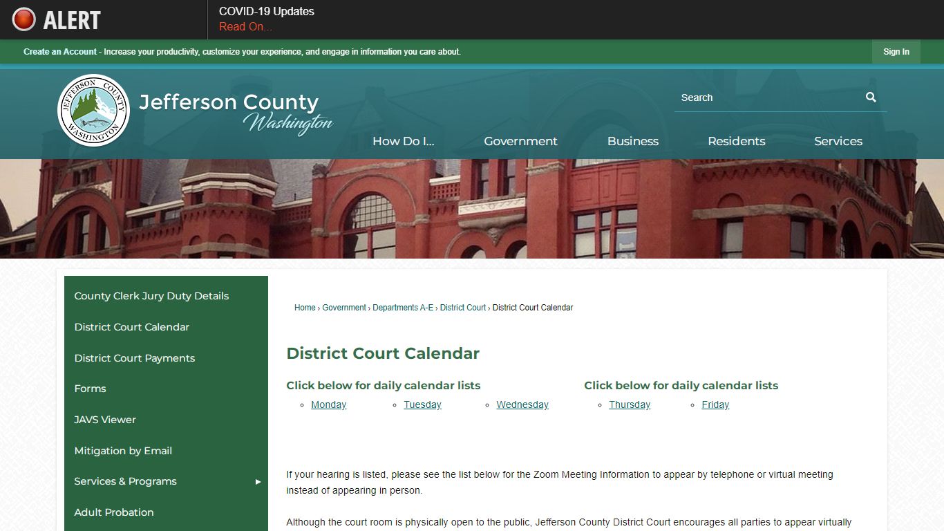 District Court Calendar | Jefferson County, WA